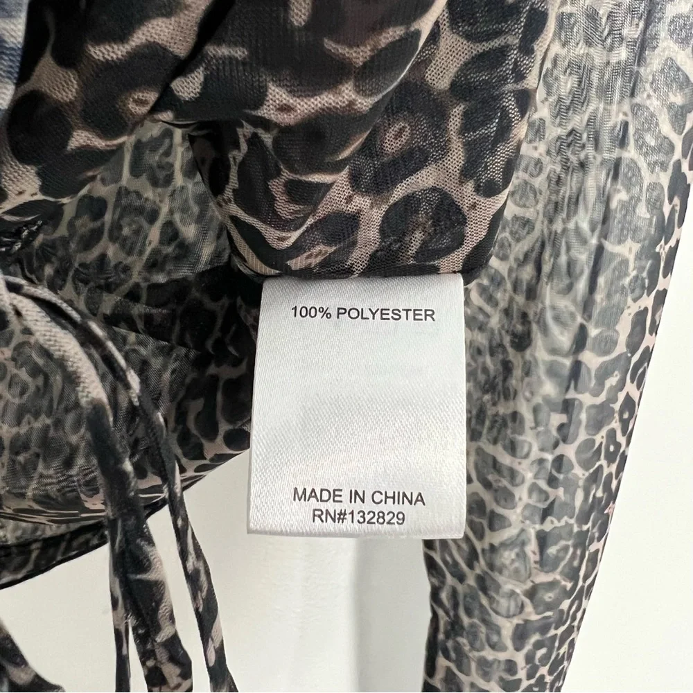 Revolve Superdown Destiny Ruched Mesh Top in Leopard Print Size Small